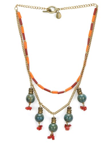 Ivory Tag Women Tangerine Coral Red and Orange Necklace